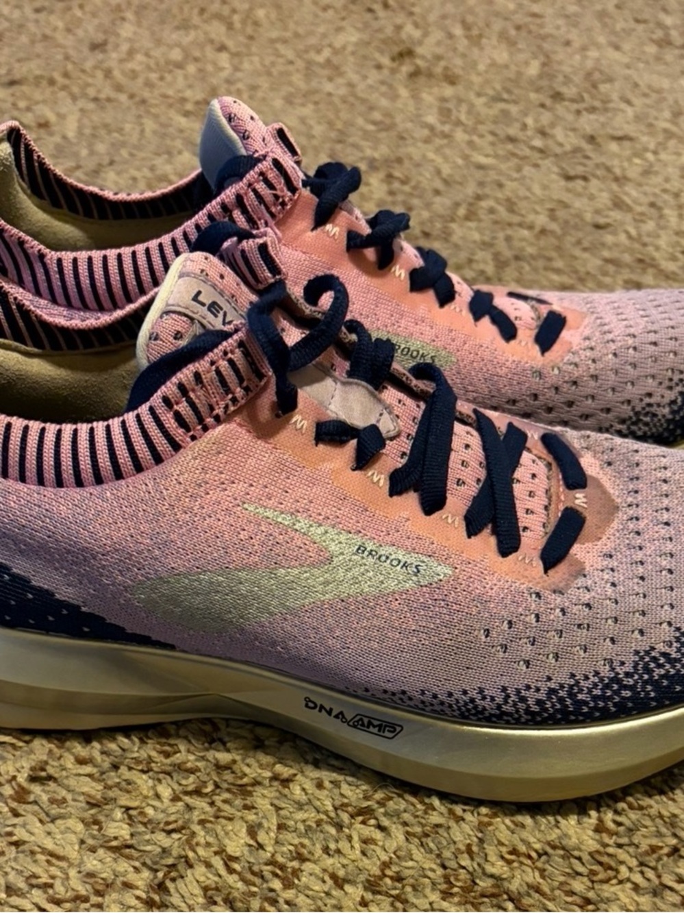 Brooks Pink and Navy Knit Running Shoes